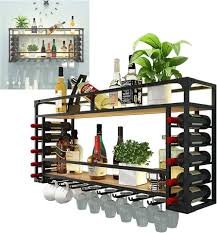 Botellero de Pared para Vino con Soporte para Copas y Luz