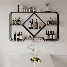 Botellero de Pared con Soporte para Copas - Mini Bar para Casa